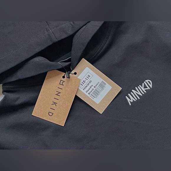 NWT Minikid Hooded Pullover Sweatshirt in Black 5-6 - Picture 8 of 13